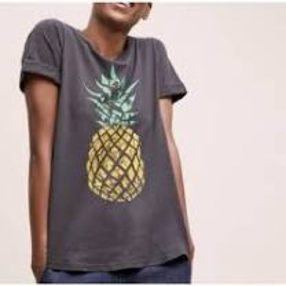 Anthropologie Tops - Anthropologie Gray Pineapple Tee